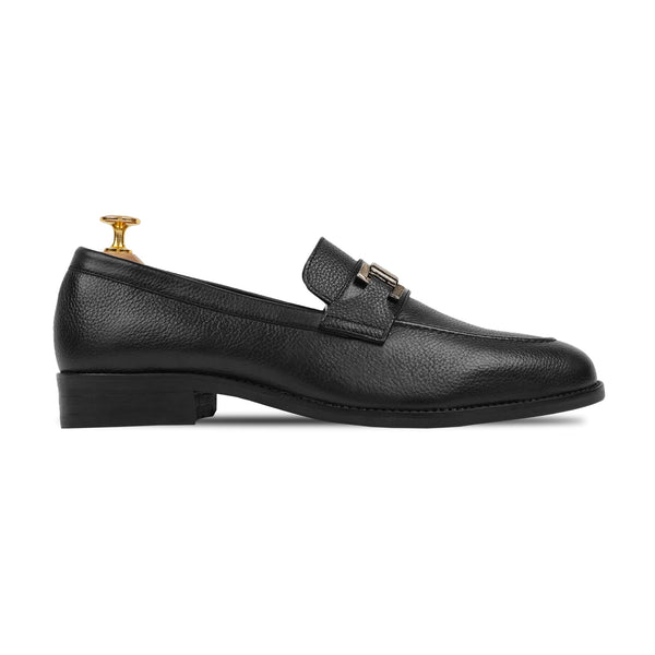 Athena - Men's Black Pebble Grain Leather Loafer