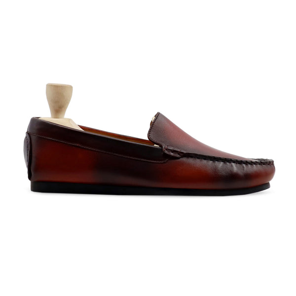 Herty - Men's Burnish Oxblood Calf Leather Driver Shoe