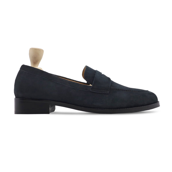 Awas - Navy Blue Kid Suede Loafer