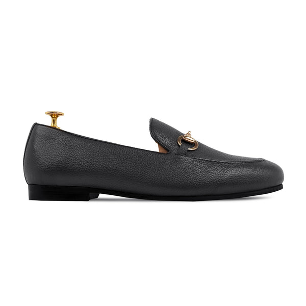 Byron - Men's Black Pebble Grain Leather Loafer