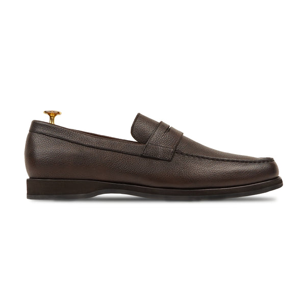 Asador - Men's Dark Brown Pebble Grain Leather Loafer