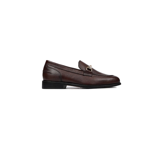 Amadora - Kid's Dark Brown Pebble Grain Loafer (5-12 Years Old)