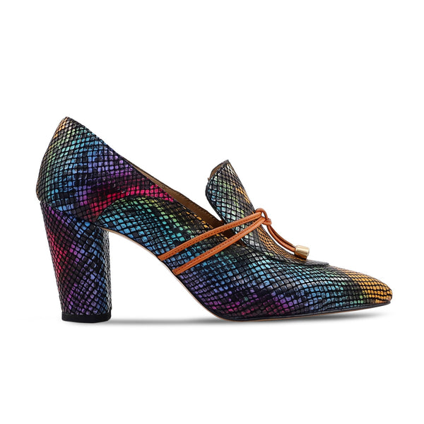 Burbank - Ladies Rainbow Printed Leather Heel