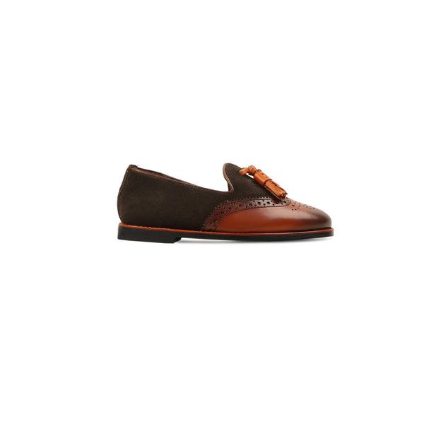 Everest - Kid's Tan Calf Leather and Kid Suede Loafer (5-12 Years Old)