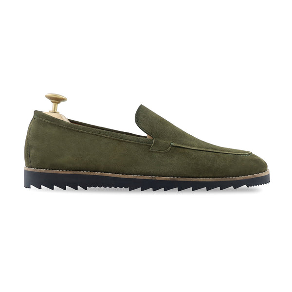 Elbert - Men's Olive Green Kid Suede Loafer