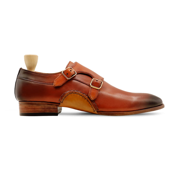 Stile - Men's Tan Calf Leather Double Monkstrap