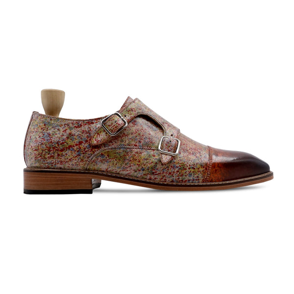 Emilio - Men's Multi Coloured Jackson Pollock Calf Leather Double Monkstrap