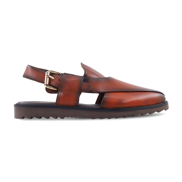 Raymond - Men's Burnished Orange Tan Calf Leather Sandal