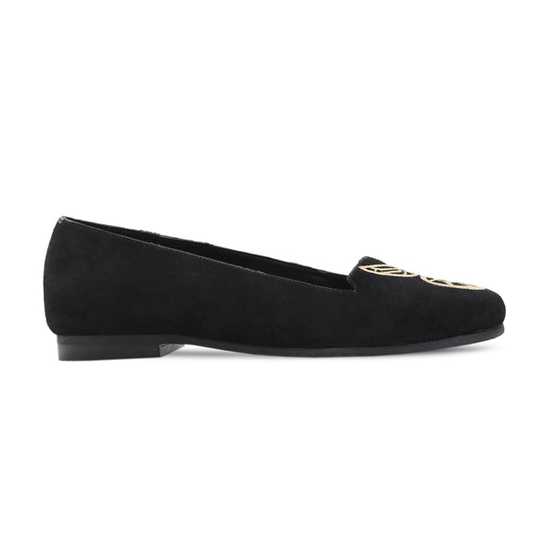 Katara - Ladies Black Kid Suede Loafer