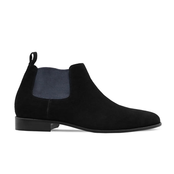 Calthe - Men's Black Kid Suede Chelsea Boot