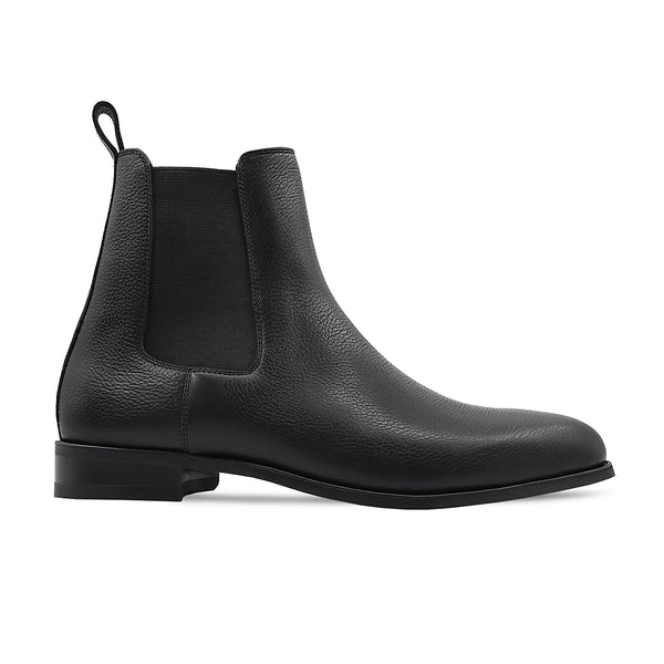 Camellia - Men's Black Pebble Grain Leather Chelsea Boot