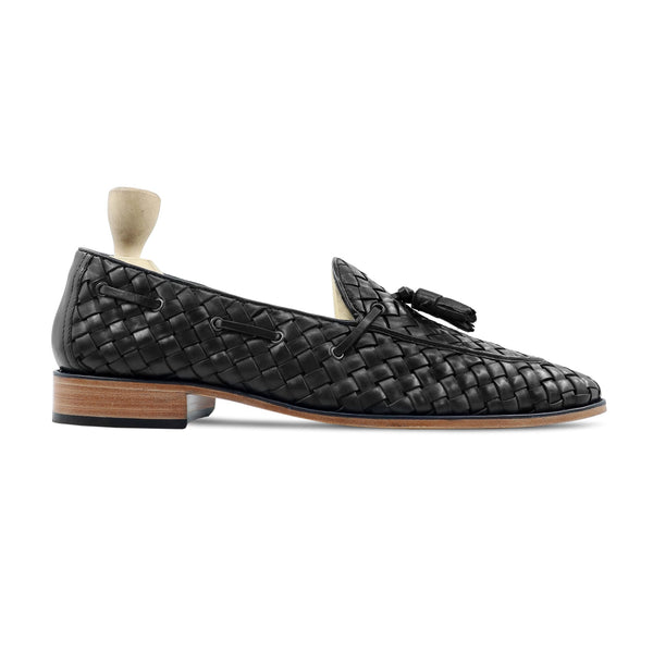 Zielona - Men's Black Hand Woven Calf Leather Loafer