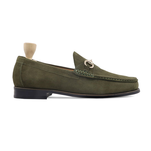 Arenal - Men's Olive Green Kid Suede Loafer