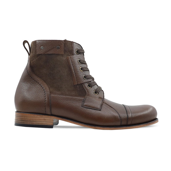 Lifuk - Men's Brown Pebble Grain Leather Boot