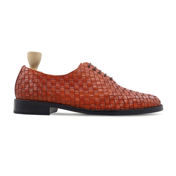 Haru - Men's Tan Hand Woven Calf Leather Wholecut Shoe