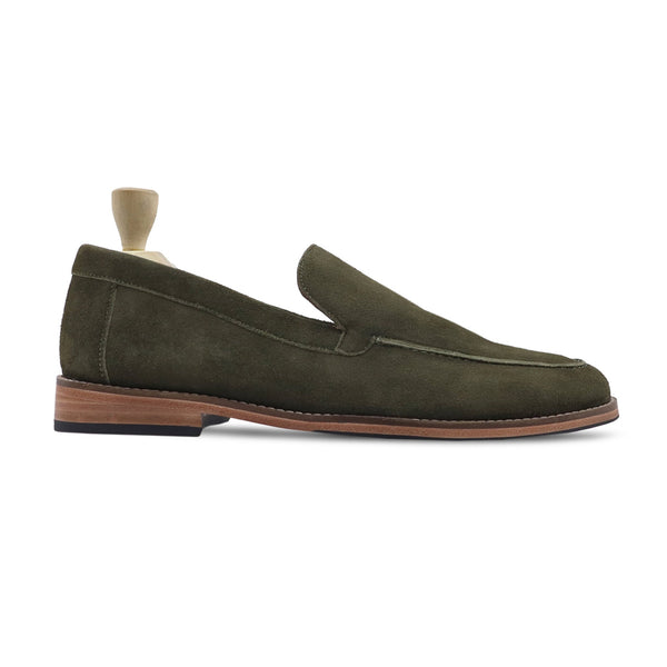 Lub - Men's Olive Green Kid Suede Loafer