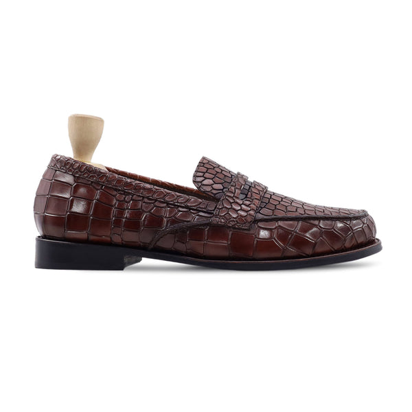 Logatec - Dark Brown Crocodile Printed Loafer