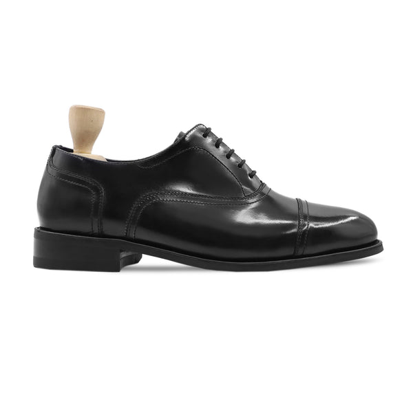 Maks - Men's Black Box Leather High Shine Oxford Shoe