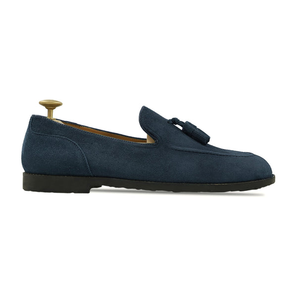 Palmer - Men's Navy Blue Kid Suede Loafer