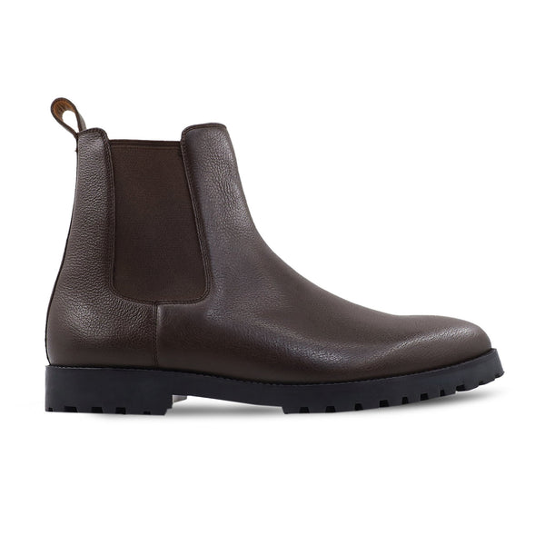 Verlin - Men's Dark Brown Pebble Grain Leather Chelsea Boot