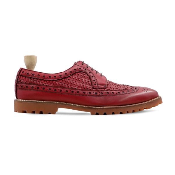 Waneta - Men's Oxblood Calf and Hand Woven Calf Leather Derby Shoe