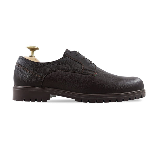 Demian - Men's Dark Brown Pebble Grain Derby Shoe