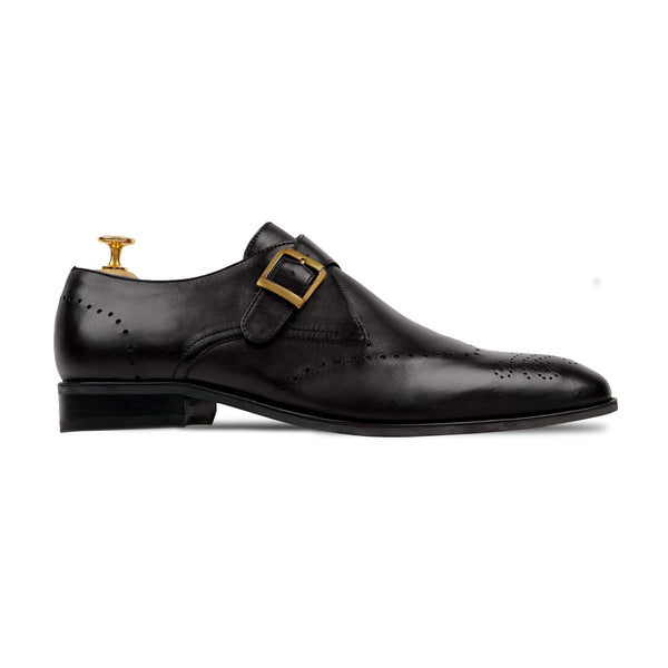 Brecon - Men's Black Calf Leather Single Monkstrap