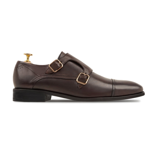 Sanford - Men's Dark Brown Calf Leather Double Monkstrap