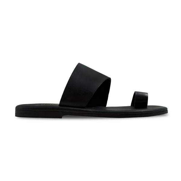 Tropical - Men's Black Calf Leather Slipper